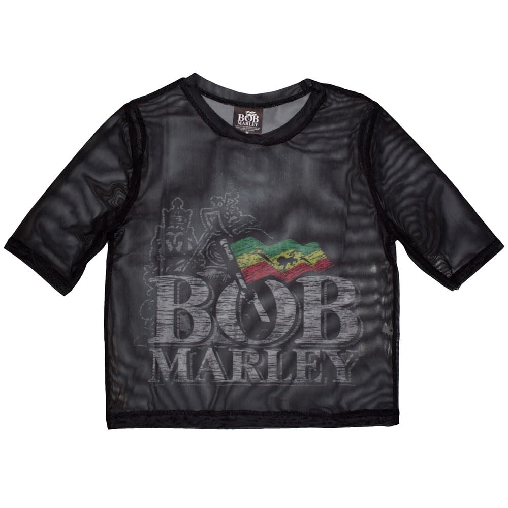 Bob Marley Logo Mesh Crop Top XXL Black
