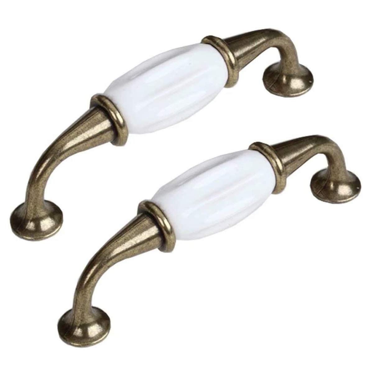 Creatwls Kitchen Cupboard Handle Cabinet Furniture Handles Classic White Ceramic Wardrobe Door Pulls Dresser Drawer Handles 96mm /128mm - 2pcs