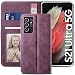 Produktbild YATWIN Handyhülle Samsung Galaxy S21 Ultra Hülle, Klapphülle Samsung S21 Ultra Premium Leder Brieftasche Schutzhülle [Kartenfach][Magnet][Stand] Handytasche für Samsung Galaxy S21 Ultra Case, Weinrot