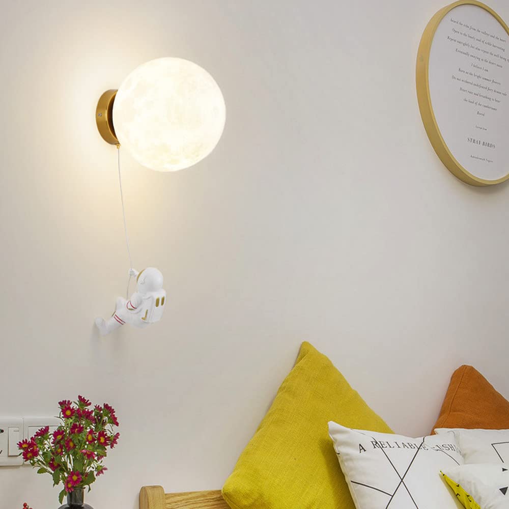 moderna lampada da parete astronauta luna applique da parete globo lampada da parete per camera dei bambini, art deco Esplora apparecchio di illuminazione luci notturne G9 per ragazze ragazzi camera d