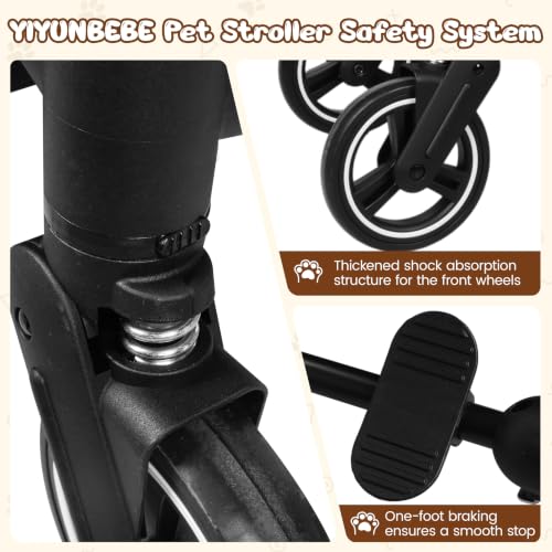 Image of Foldable Double Pet Stroller for 2 Small Medium Cats Dogs