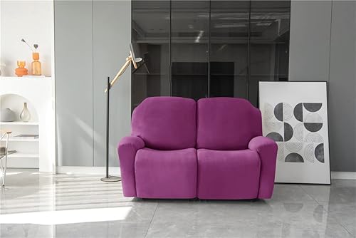 Vista 41 de Fundas de terciopelo elástico para sillas reclinables, fundas para sofá biplaza de 2 cojines, 6 piezas, fundas protectoras para muebles con bolsillo