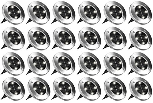 BH Disk Lights 4-LED Solar-Powered Auto On/Off Outdoor Lighting As Seen On TV (24, Regular)