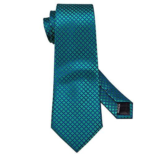 Image of Barry.Wang Classic Mens Ties Silk Necktie Pocket Square Cufflinks Set Woven Designer Wedding Business