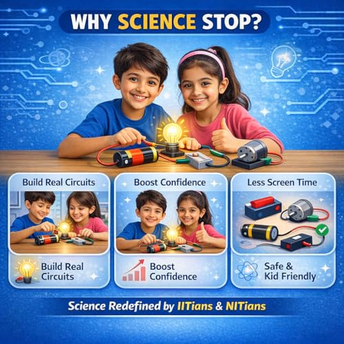 Image of Electricity Kit - Science Experiment Kit for Kids Ages 7 to 14 | Ultimate Electricity Engineering Toy | Electronic Science Project Kit | DIY Creative Robotics STEM Toy for Boys & Girls