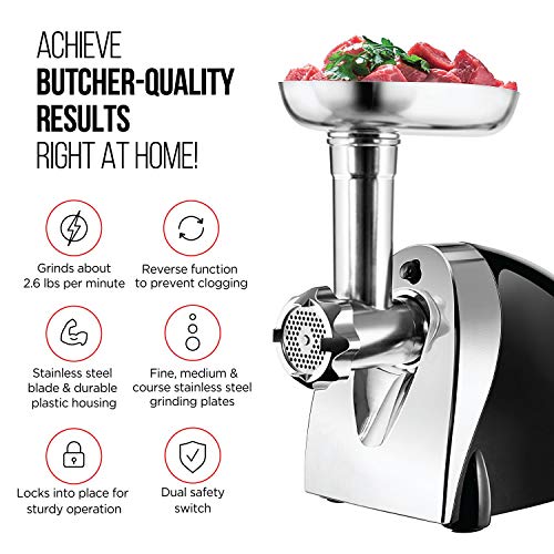 image for Chefman Choice Cut Electric Meat Grinder 3 Stainless Steel Grinding Pl