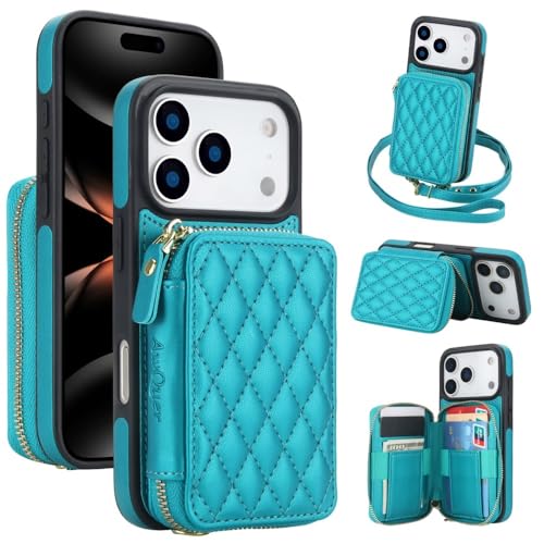 Étui pour iPhone XR vert : housse portefeuille à rabat en cuir avec fermeture éclair pratique