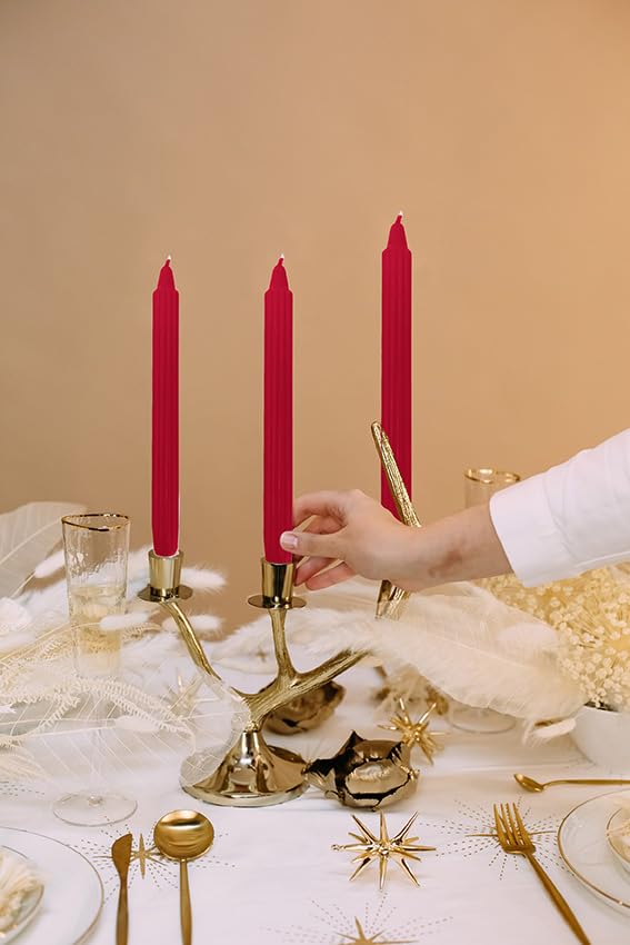 Candele Decorativa Dorica Scanalate - Set 2 Pezzi Avorio | Altezza 25 Cm Durata 8 Ore