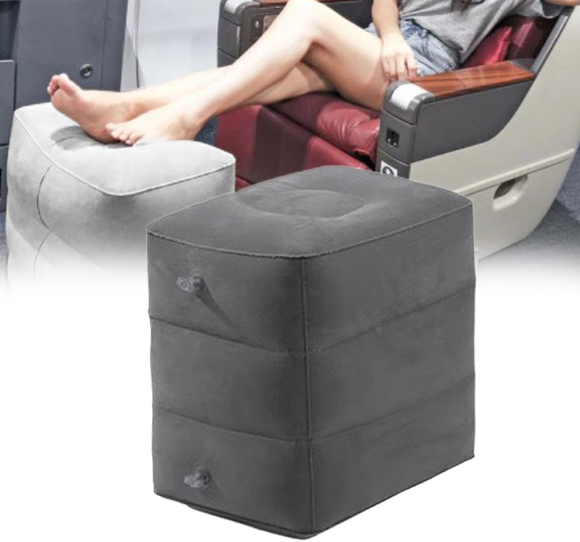 Mediss Inflatable Foot Rest Pillow, Leg Elevation Stool for Office Desk, Car, Chair, Airplane Travel Bedridden Elderly, Height Adjustable(15"×11"×14.5")