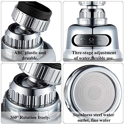 2 Packs Movable Kitchen Tap Head Faucet Sprayer Water Spray 360 Degree Rotatable Kitchen Faucet Spray Universal Adapter Set Kitchen Sink Accessories Tools