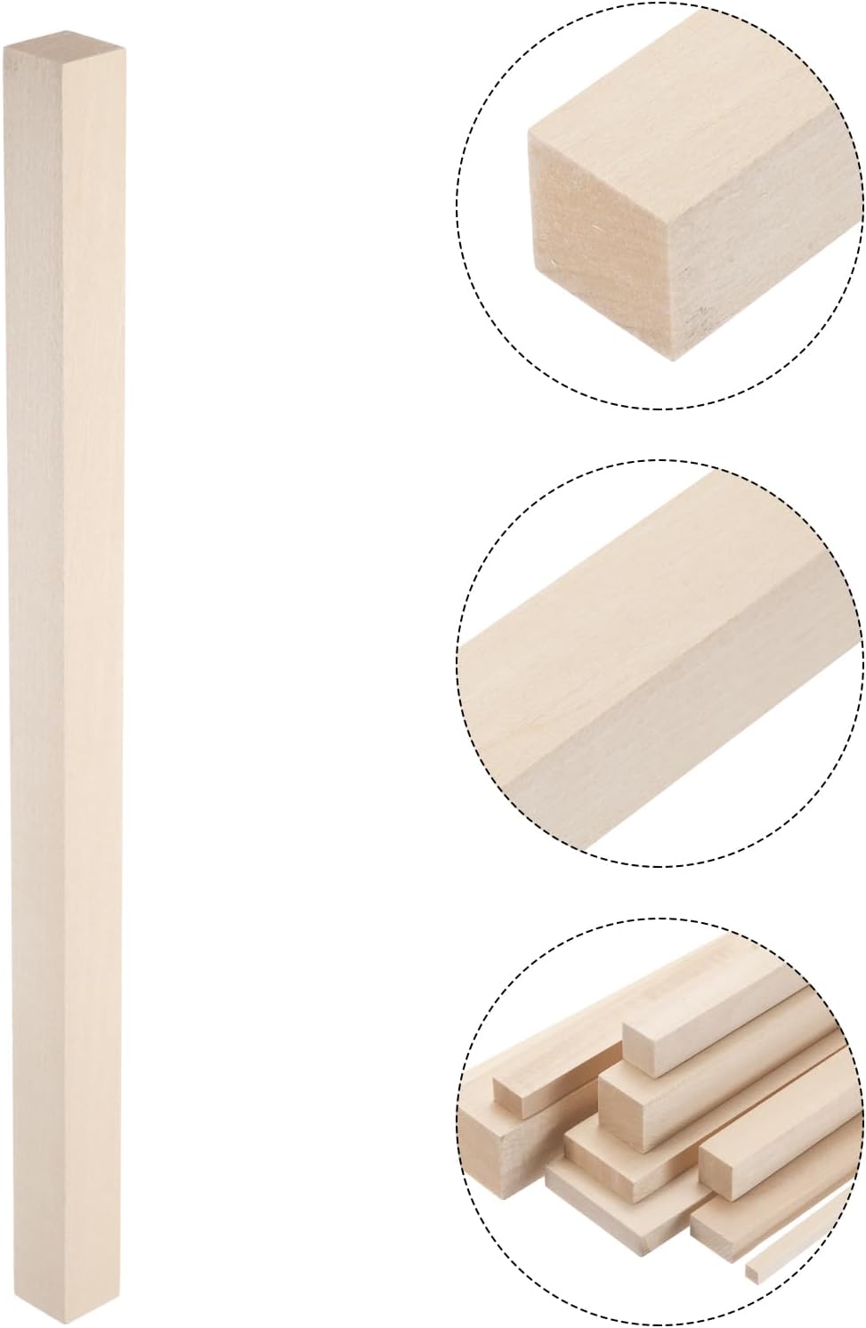 MECCANIXITY 6pcs Wood Sticks, 7/8"x 7/8" x 15" Rectangle Wooden Cube Wood Square Dowel Rods for DIY Arts Decoration, Crafts Whittling, Hand Carved
