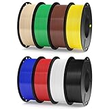 ELEGOO 250g Rapid PETG Filament Bundle 1.75mm, 8 Colors High Speed 600mm/s 3D Printer Filaments Dimensional Accuracy +/- 0.02mm, 8 Pack 250g Spool Brown/Beige/Black/White/Red/Blue/Green/Yellow