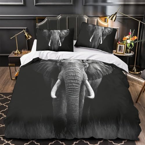 Housse couette éléphant impression 3D microfibre zippée King size - 4