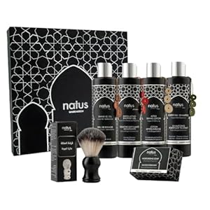 Men’s Grooming Gift Set – 100% Natural Moroccan Argan Oil – Beard, Body, Hair & Face – Vegan – All Skin & Hair Types