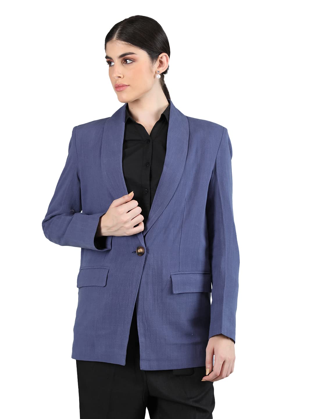 chkokko Blazer for Women Formal wear Solid Formal Winter Wear Regular Fit Single Button Closure with Classic Lapel for Office and Business & Out Wear-picture-11