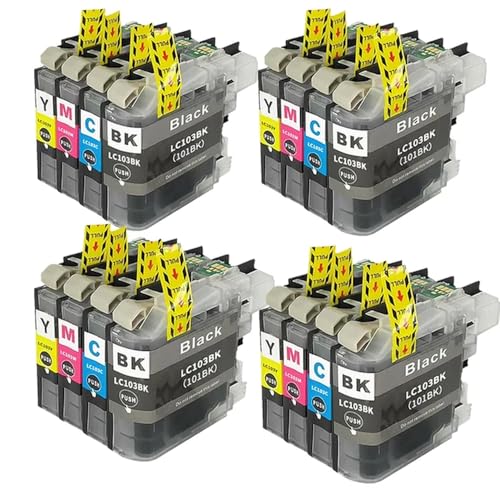 Cartouche encre LC103 LC101 pour imprimante Brother MFC-J650DW J875DW - Lot économique de 4 jeux
