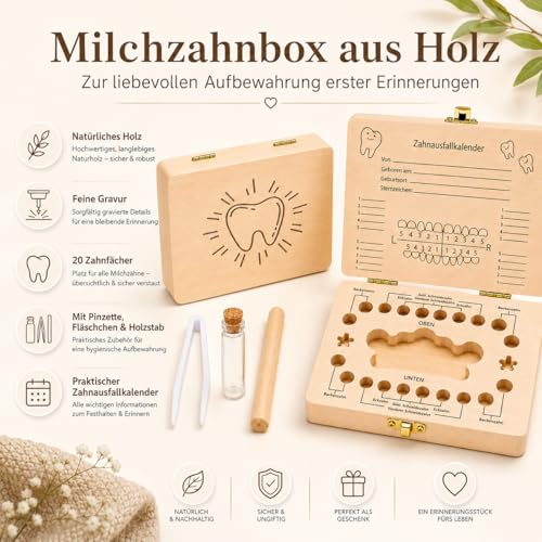 Sunshine smile Milchzahndose aus Holz, Milchzahnbox, Zahnbox für Kinder – Ansicht 3