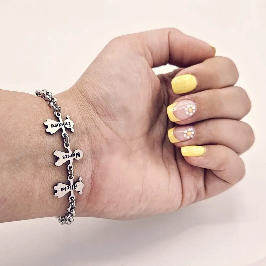Pulsera niños personalizada para mamá, abuela, regalo original, ajustable, en acero inoxidable. Día de la madre.
