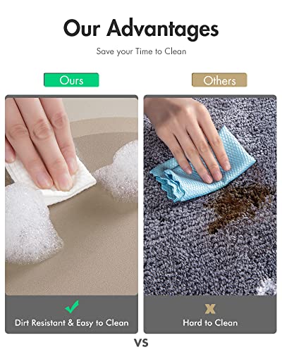 Image of MontVoo-Bath Mat Rug-17 inchx27 inch Innovative Bathroom Rug Mat Super Absorbent Quick Dry Rubber Backed Dirt Resistant Bath Rugs Mats for Bathroom Non Slip Beige Bathroom Rug for Shower Sink Bathtub