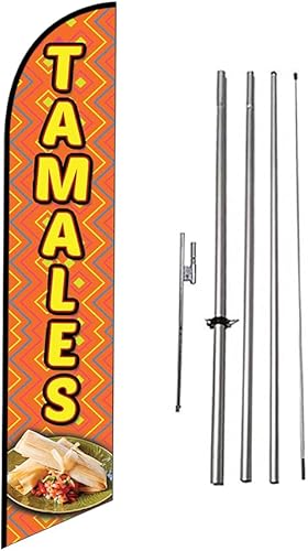 Tamales Publicidad Banner Swooper Bandera Bandera Bandera con Kit de asta de Bandera y Estaca de Tierra