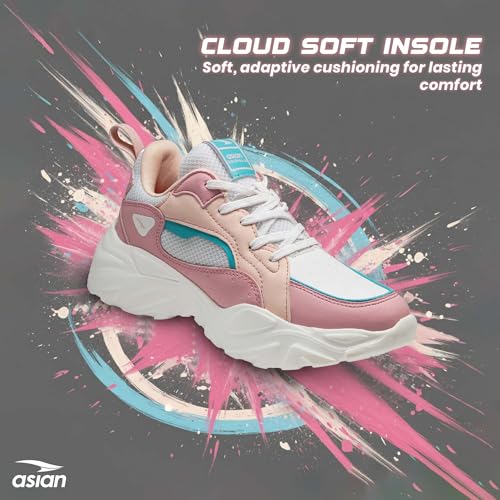 Image of ASIAN Women BLOSSOM-12 Running and Casual wear Running Shoes with Laces, Lightweight and Comfortable Shoes Gym and Sports Shoes for Women & Girls with Stylish Design