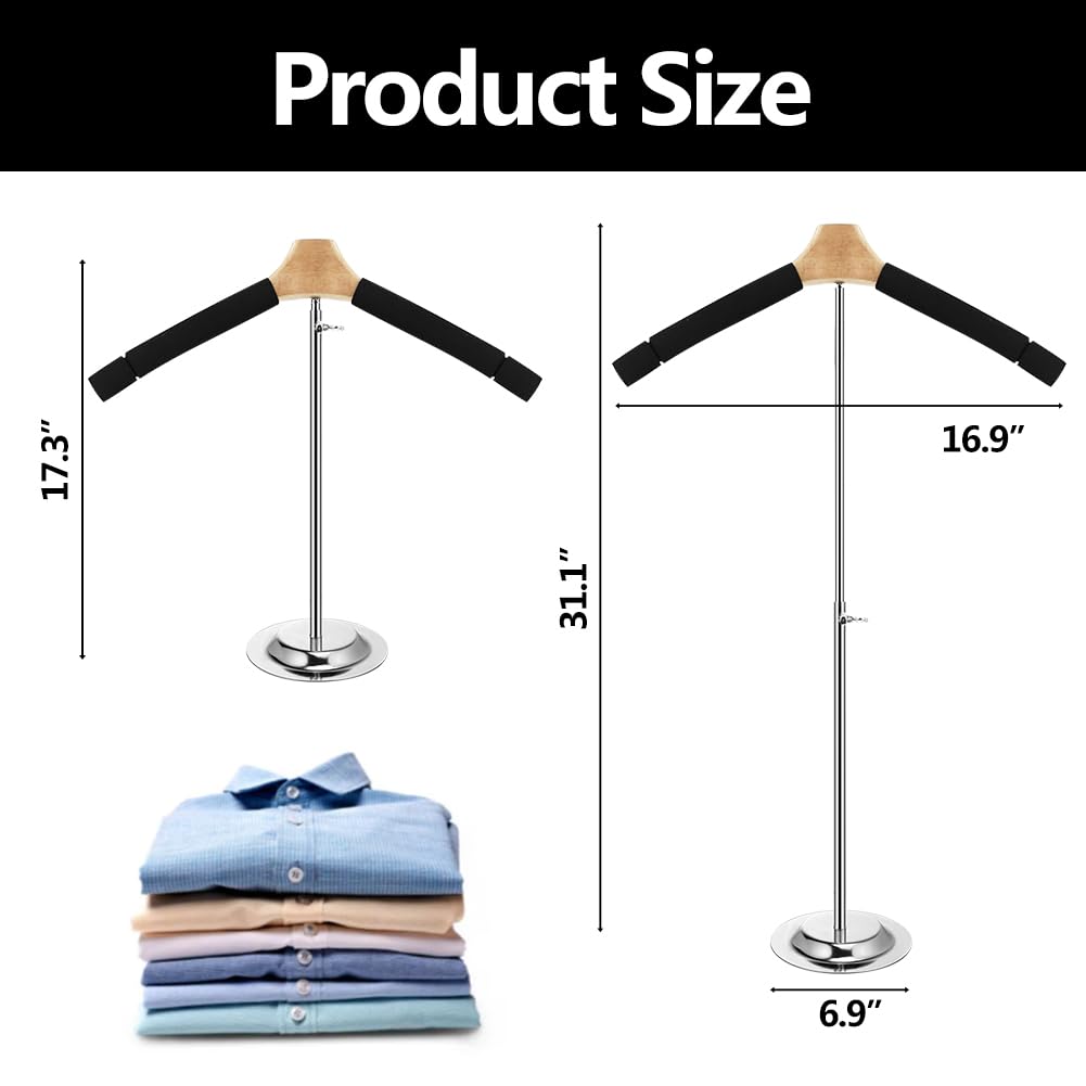 4 Pcs Adjustable Adult T Shirt Display Flexible Shoulder Stand, Portable Hanging Clothing Display Rack Garment Coat Holder for Retail Vendor, Metal Clothing Display Rack, Height 17.3-31.3 Inch