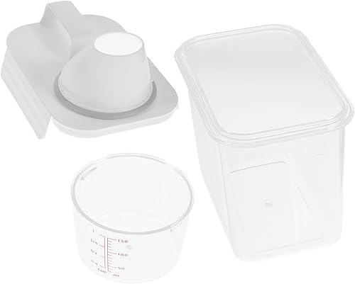 jojofuny Dispensador con tapa Botellas de loción vacías Dispensador de líquido de lavandería Dispensador de polvo Perfumado Grano de lavandería