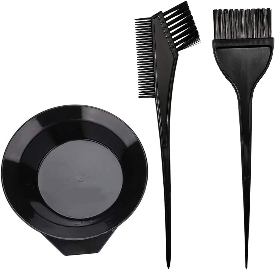Wendapai Hair Dye Colouring Tools, 3Pcs Hair Coloring Brush and Bowl Set Double-sided Coloring Comb and Bowl Set Kit Hair Dye Brush Kit Hairdressing Tool for DIY Salon