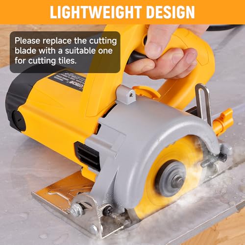 Image of Hoteche 4-3 /8-Inch Dry /Wet Masonry&Tile Saw 1300W Electric Cutter for Stone, Ceramic and Marble Cutting(Tool Only)