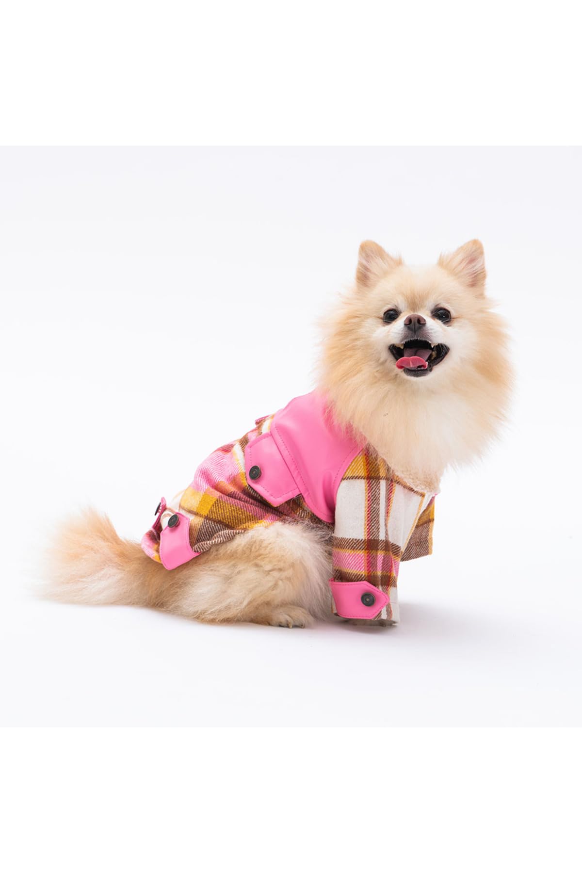 Pawstar Pembe Plaid Küçük Irk Köpek Kabanı (XL)