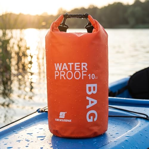 Bolsa seca profesional impermeable de PVC 500D color naranja con cierre enrollable y anilla en D, capacidad 5 litros, para rafting, kayak, senderismo y playa miniatura 1