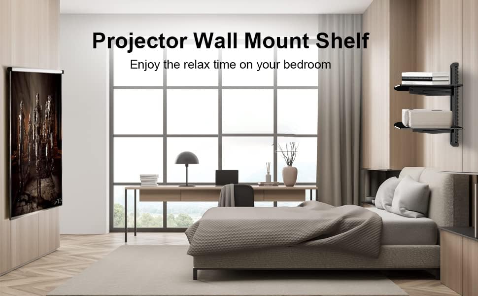 Glass Floating Shelves, TV Wall Mount with Shelf for DVD Player / PS4 / Cable Boxes / Game Consoles / Sky Box / TV Accessories, Media Shelf, Flat Black Wall Mount Bracket, AV Shelf, 2 Tiers Shelves