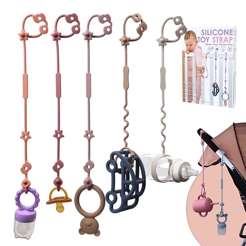 Image of LittlesJoy"Toy Straps for Baby, Adjustable Toy Holder for Stroller Accessories,Silicone Baby Tether Pacifier Clip,Stroller Accessories,Baby Toy Clips,Cribs,Rocking ,Chair, Car Seat Toy (Muted)