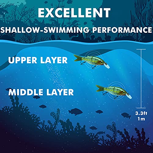 Image of TRUSCEND Swimmax Easy Catch Fishing Lures with BKK Hooks, Wiggling, Vibrating, Rattling and Gurgling for More Bite, Heavy-Duty Dyneema Fiber Jointed Swimbaits for Bass, Trout, Walleye, Crappie, Pike