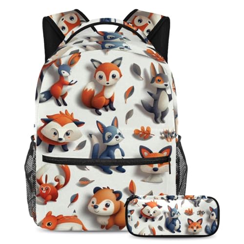 Sac à dos renard 2 pièces pour l'école primaire et les sorties