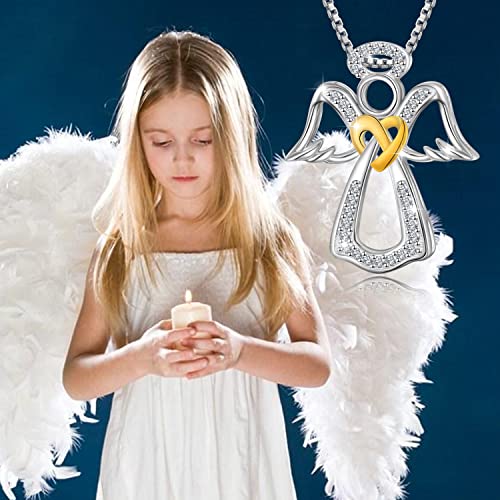Guardian Angel Necklace For Women Sterling Silver Angel Wings Pendant Necklace Jewelry Gift For Girls A #TOP2