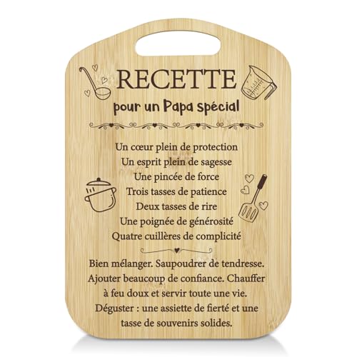 LUXHOMY Cadeau Papa, Cadeau Papa Noel, Planche à Découper en Bambou Naturel, Cadeaux Pere Cuisine Original, Cadeaux Père Anniversaire Original