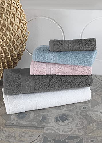 Regal Ruby Quick-Dry 4 Pieces Grey Hand Towels Highly Absorbent 100% Turkish Cotton - Perfect Lightweight Towel For Bathroom, Kitchen, Guests, Pool, Gym, Camp, Travel, College Dorm, Shower #TOP6