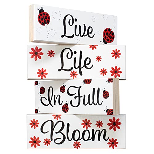JennyGems Spring Decor Farmhouse Signs Home Tiered Tray and Tabletop Centerpiece Shelf or Mantel Decorations for Spring Made in USA