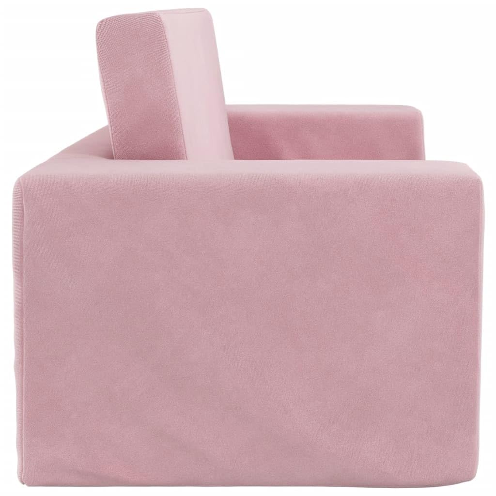 vidaXL Kinder Schlafsofa 2-Sitzer, 2-in-1 Kindersofa mit Schlaffunktion, Kindersessel Sofa Abnehmbarer Bezug, Kindercouch Couch Kindermöbel, Rosa Weicher Plüsch