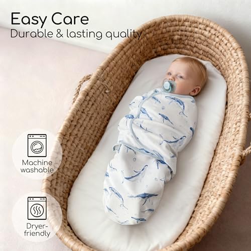Image of Cotton Swaddles for Newborn, Baby Newborn Swaddle 0-3 Month | 2-Pack Soft Adjustable Newborn Swaddle Sleep Sack, Baby Girls & Boys,Wrap Nursery Infant Swaddling Blankets Blue Whale