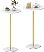 Vista 1 de White Small Round Side Table Set of 2 Pedestal Drink End Table for Small Space Round Cocktail Coffee Table for Living Room Nightstand Bedside Table