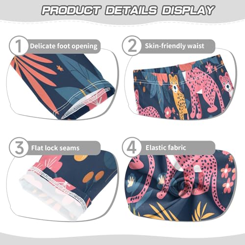 Bolaz Toddler Girls Leggings Printed Yoga Pants Leggings Pink Yellow Leopards for Kids3