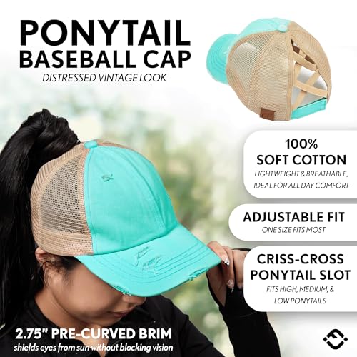 Image of Funky Junque Womens Baseball Cap Dad Hat Ponytail Messy Bun Trucker Ponycap
