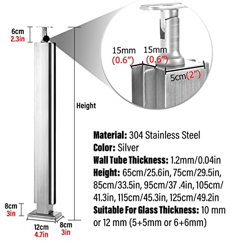Glas Geländerpfosten Glashalter Glasklemme Balkon-Glasgeländerpfosten für den Außenbereich, Edelstahl-Glaspaneele, Balustradenpfosten, Klemmsatz für Innentreppen/Pool-Glaszaun/Deckgeländersystem – Bild 6
