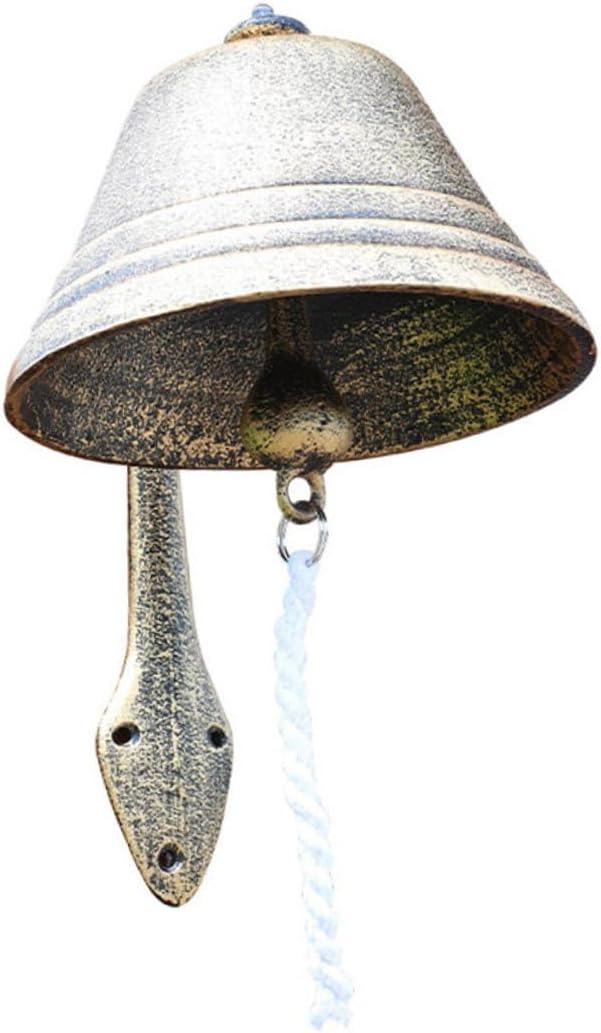 KICHOUSE Large Cast Iron Doorbell Antique Style Hand Crank Wall Mounted Bell Rustic European Decorative Accent for Home and Café Wall Hanging