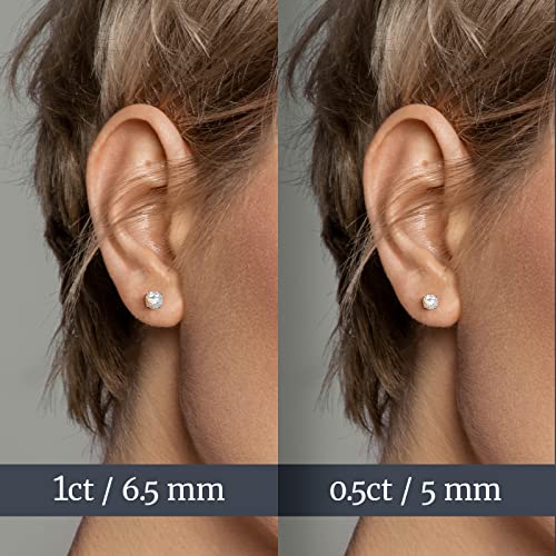 SugarTang Moissanite Earrings, 2-1ct Lab-Created Moissanite Diamond Stud Earrings 18K White Gold Plated 925 Sterling Silver Stud Brilliant Round Cut D Color VVS1 Clarity Friction Back and Post Ideal for Women, Girls, and Men - Thumbnail 3