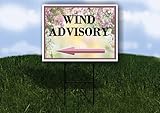 Wind Advisory Spring Flowers Purple Lilac Left Arrow Single Sided 18x24 in. Yard Road Sign w/Stand