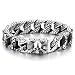 COOLSTEELANDBEYOND Skull Charms Snake Skin Pattern Curb Chain Mens Large Steel Bracelet with Pirate Skulls Clasp