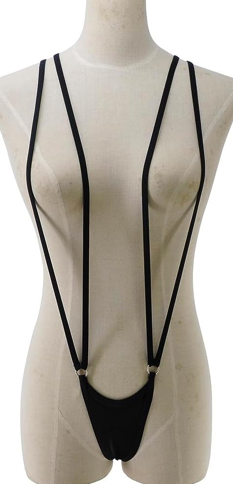 Image of M.A.1 Women's Swimsuit Suspender Straps, Black, Adjustable Double Strap Design